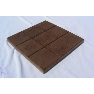 12X12 GLOSSY CHEQUERED TILE (25MM THICKNESS) - 9 SQUARE DESIGN, brown