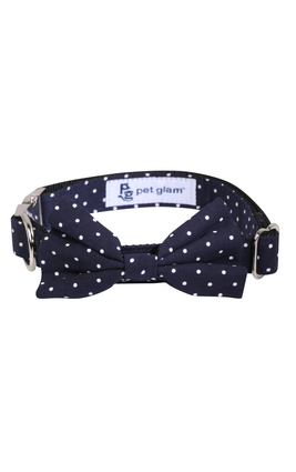 Pet Glam Bow Tie-Polka Dots-Medium to Large Size Plain Dog Collar Charm