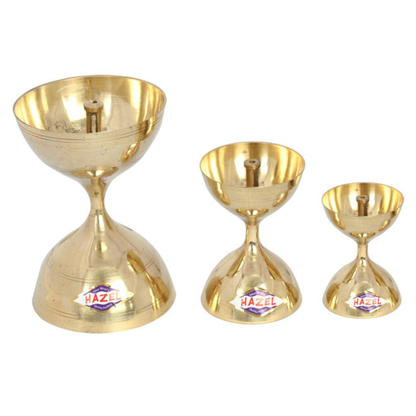 Hazel 3 Pc Set Brass Diya Oil Lamp Pooja Nanda Deep S7/S11/S15
