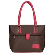 Rissachi Women Artificial Leather Handheld Bag (RB011), brown and pink