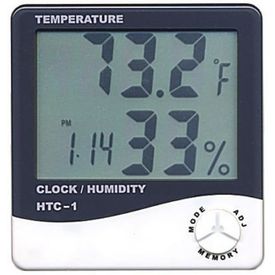 Rissachi HTC-1 Digital LCD Thermometer Temperature Humidity Meter with Clock Calendar Alarm, white