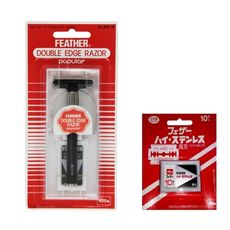 ORIGINAL FEATHER DOUBLE EDGE RAZOR POPULAR with 10 Blades - Made in Japan