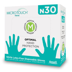 ANSELL MICRO-TOUCH N30 Powder & Latex Free Nitrile Gloves(Made in Malaysia) - Pack of 30 Pcs