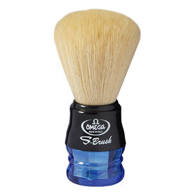 Omega S10077 S-Brush fiber shaving brush -Synthetic Boar Shaving Brush– Made in Italy - Handle Color: Blue & Black