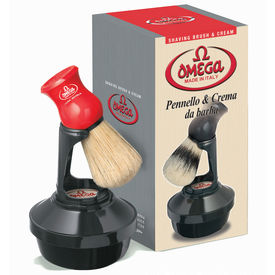 Omega 46065 Shaving Set with Brush, Holder, and Soap in Bowl - Made in Italy