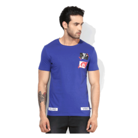 United Colors of Benetton Printed Round Neck T Shirt, m,  blue