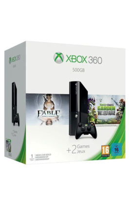Microsoft Xbox 360E 500 GB with Fable Anniversary and Plants vs Zombies: Garden Warfare (Black)