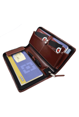 COI leatherite Brown expendable cheque book holder/document holder
