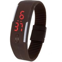 Brown Plastic Digital Rectangular Bracelet Band LED Watch For Boys, Men, Girl, Women