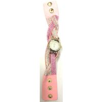 Pink Crystal Shimmer Modest Analog Watch - For Women