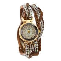 Brown Crystal Shimmer Modest Analog Watch - For Women