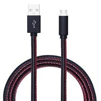 Black Leather-Stitched USB to Micro USB Cable