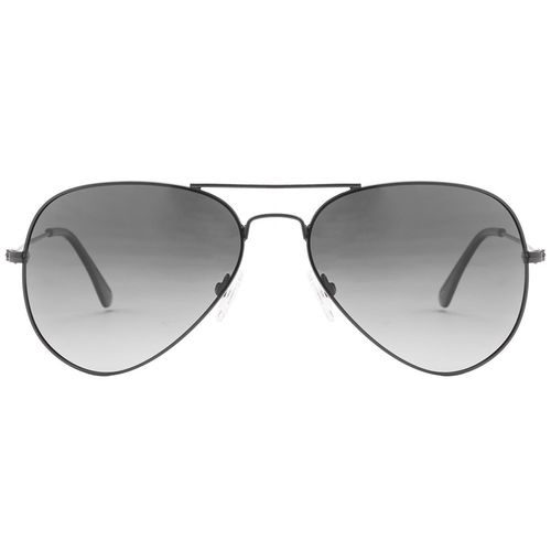 Black Frame Grey Gradient Glass Aviator Mens Sunglasses