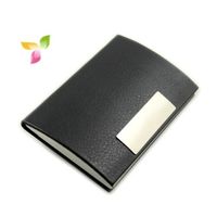 SuperDeals Leather And Steel Business Card Holder