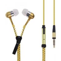 Zipper Series Stereo Earphone with Microphone in Yellow Color