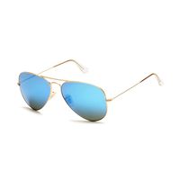 Golden Frame & Blue Glass Aviator Sunglasses For Men & Women
