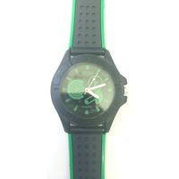 Green Strap Men's Round Dial Quartz Analog Rubber Band Wrist Watch
