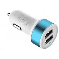 Dual USB Car Charger with Blue Rim in 1 Amp