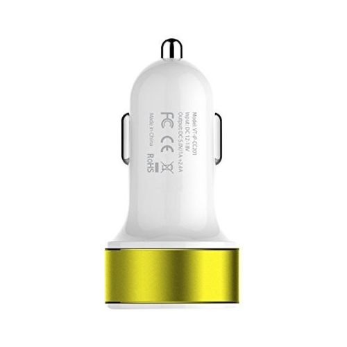 Dual USB Car Charger with Green Rim in 1 Amp