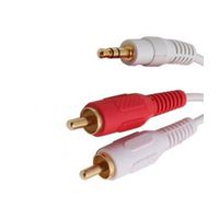 White Color TV-out Cable 2RCA Aux to Stereo with gold plated connectors