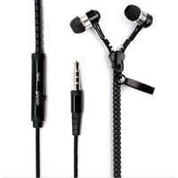 Zipper Series Stereo Earphone with Microphone in Black Color