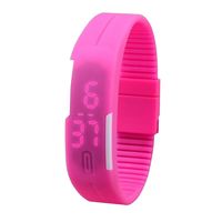 Pink Plastic Digital Rectangular Bracelet Band LED Watch For Boys, Men, Girl, Women