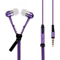 Zipper Series Stereo Earphone with Microphone in Purple Color