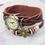 Quartz Stylish Weave WRAP Around Brown Leather Bracelet Lady Woman Wrist Watch
