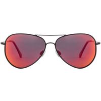 Black Frame Cherry Gradient Glass Aviator Mens Sunglasses