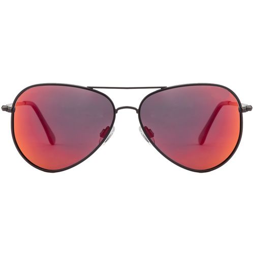 Black Frame Cherry Gradient Glass Aviator Mens Sunglasses