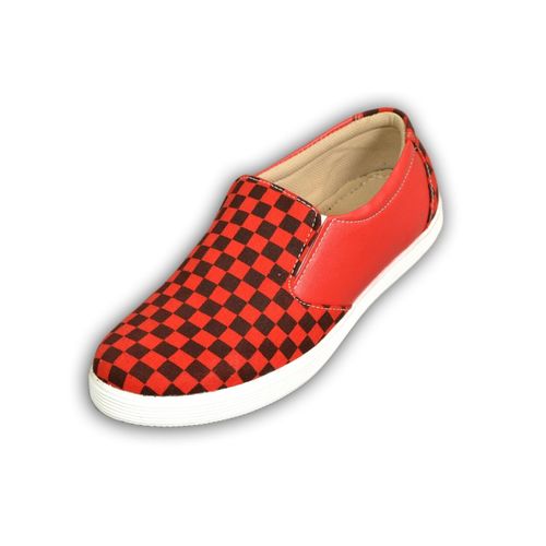 Lofer Shoes Red Black Check 709, 7