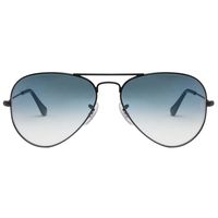 Black Frame Blue Gradient Glass Aviator Mens Sunglasses