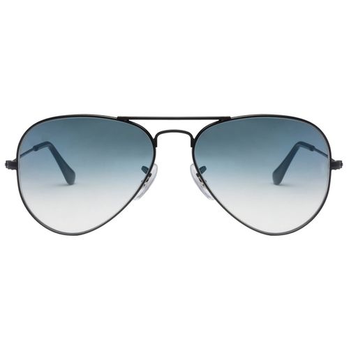 Black Frame Blue Gradient Glass Aviator Mens Sunglasses