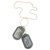 Engraved Army Style With Black Thick Border 2 Dog Tag Pendant For Men