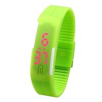 Green Plastic Digital Rectangular Bracelet Band LED Watch For Boys, Men, Girl, Women