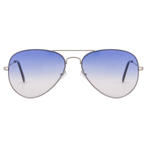 Silver Frame Blue Gradient Lens Aviator Sunglasses