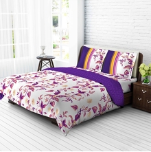 Tangerine Tangy Gold Cotton King Xl Bedsheet with 2 Pillow Covers - Purple