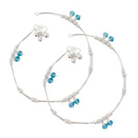 Blue Rolo Silver Anklets-ANR008