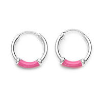 Pink Silver Hoops Earrings-ER062
