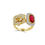 Red Stone Floral Diamond Ring-RRI00267