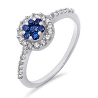 Blue & White Diamond Ring - AMR0800A, si - ijk, 12, 14 kt