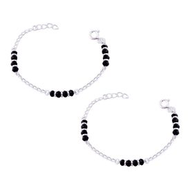 Kids Black Beads Silver Bracelete- BRNZ017
