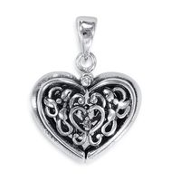Openable Heart Silver Pendant-PD176
