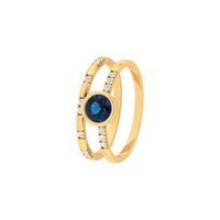 Halo Blue Sapphire Stone Diamond Finger ring-RRI01005, 18 kt, vs-gh, 12