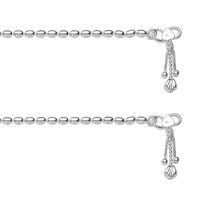 Dazzle Pearl Chain Silver Anklets-ANK054