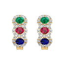 Colorful Stones Diamond Earrings-RBL0052, vs-gh, 18 kt