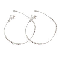 Fresh Beads Silver Anklets-ANR019