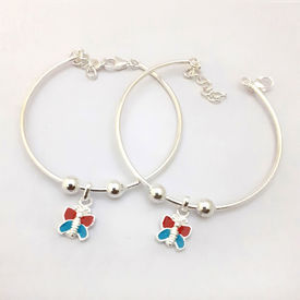 Colorful Butterfly Kids Silver Anklet-ANKK002