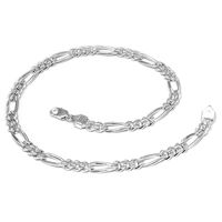 Engraved Figaro Silver Chain-CH013