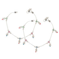 Flowerish Charms Silver Anklets-ANR006